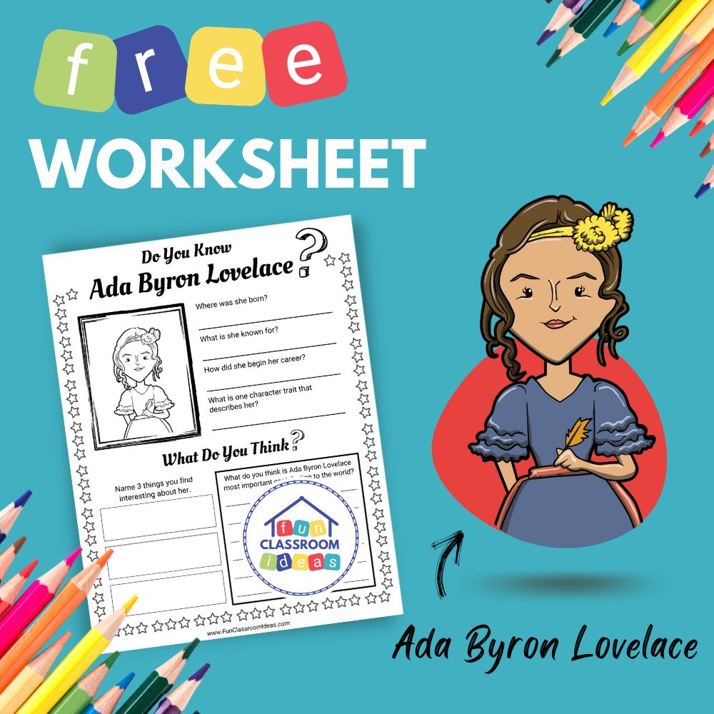 Ada Byron Lovelace bio worksheet for kids