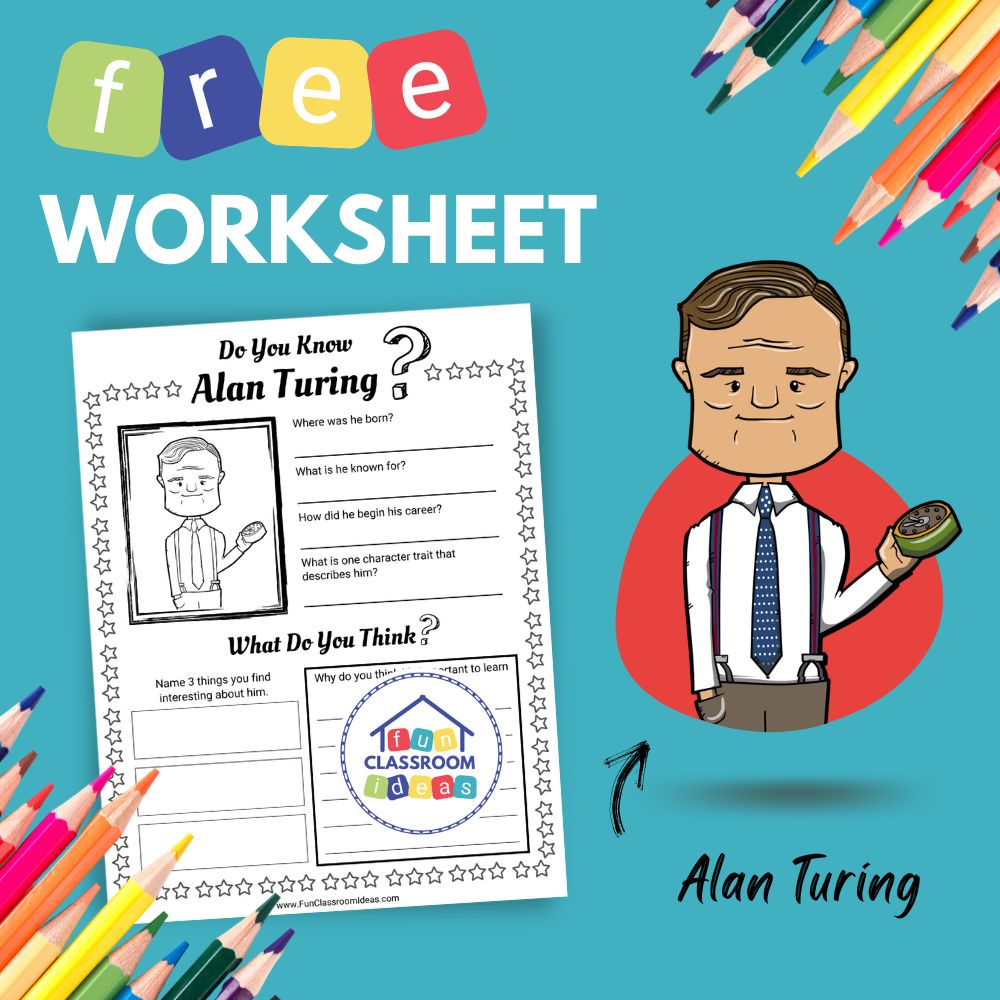 Alan Turing bio worksheet for kids