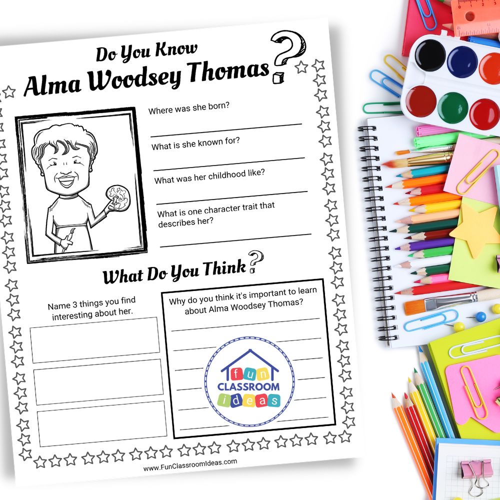 Alma Woodsey Thomas free worksheets