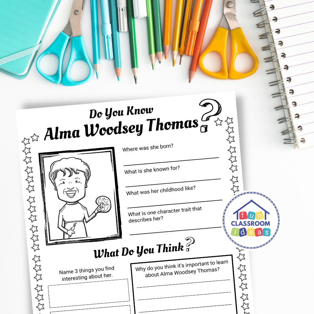 Alma Woodsey Thomas handout free for kids