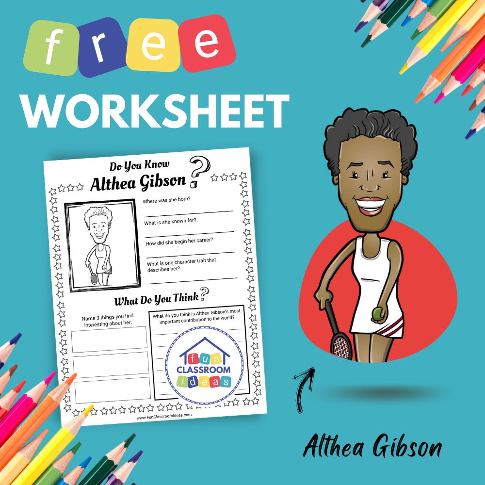 Althea Gibson bio worksheet for kids