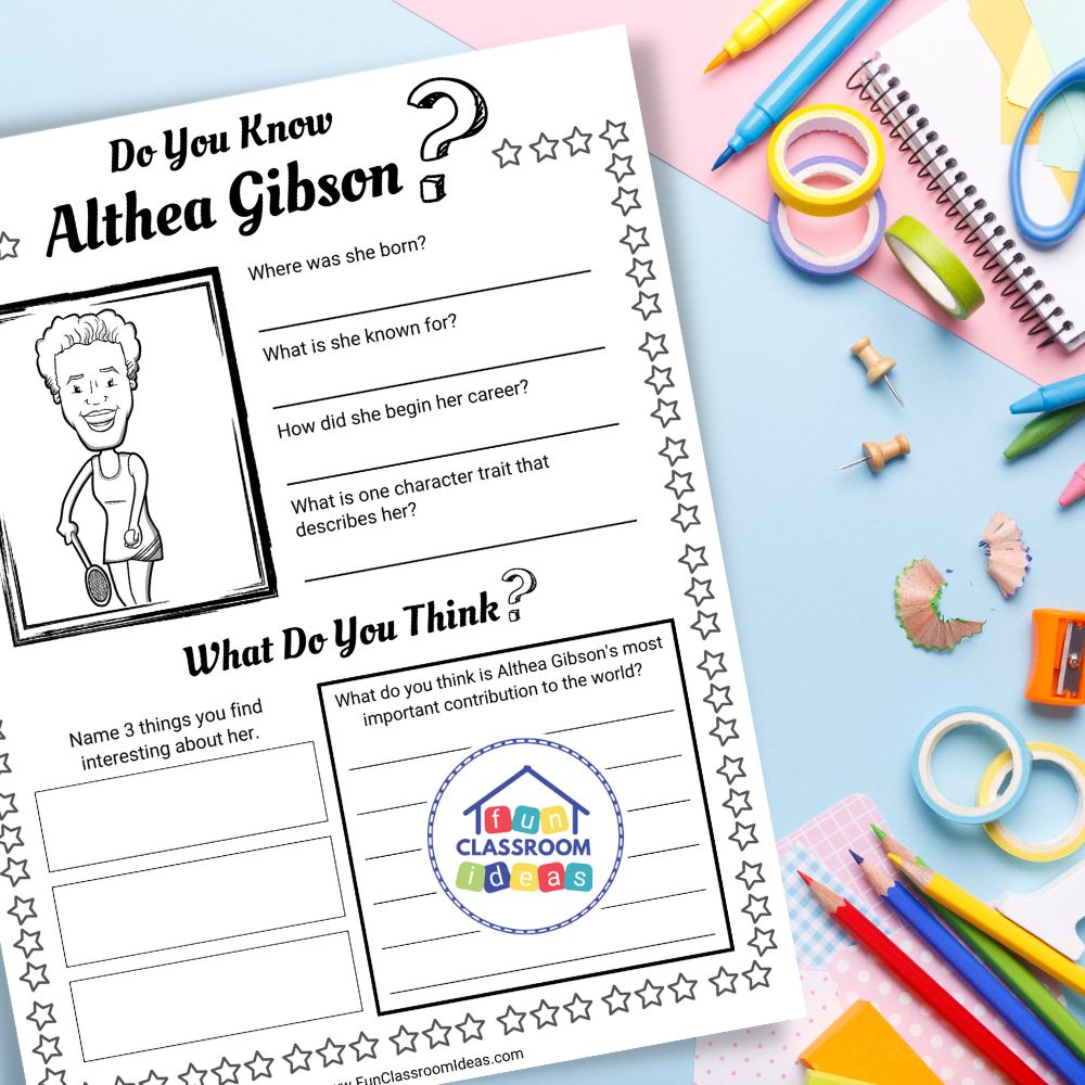 Althea Gibson worksheet pdf