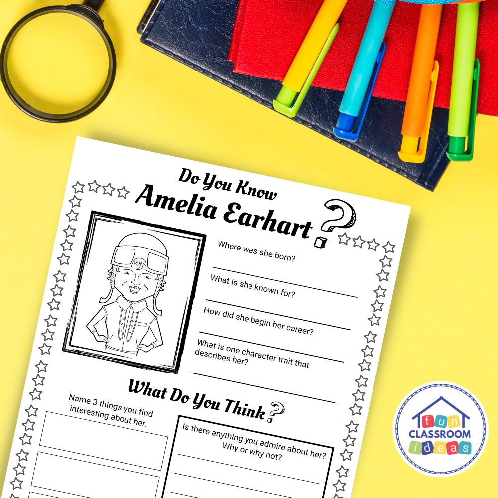 Amelia Earhart worksheets lesson
