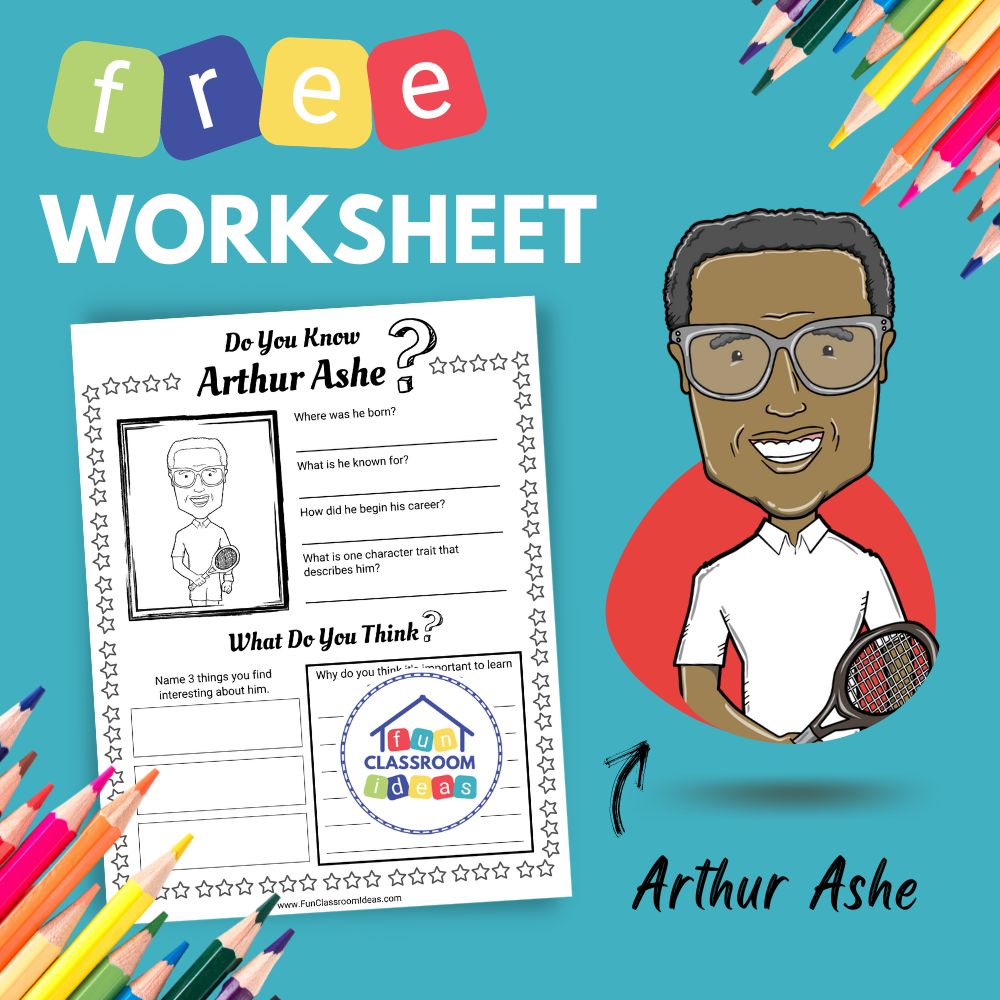 Arthur Ashe bio worksheet for kids