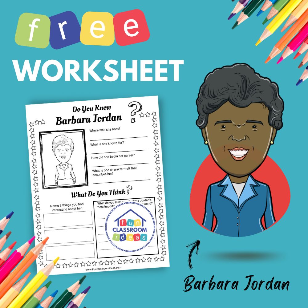 Barbara Jordan bio worksheet for kids