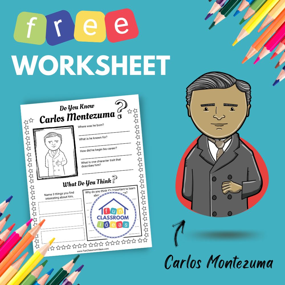 Carlos Montezuma bio worksheet for kids