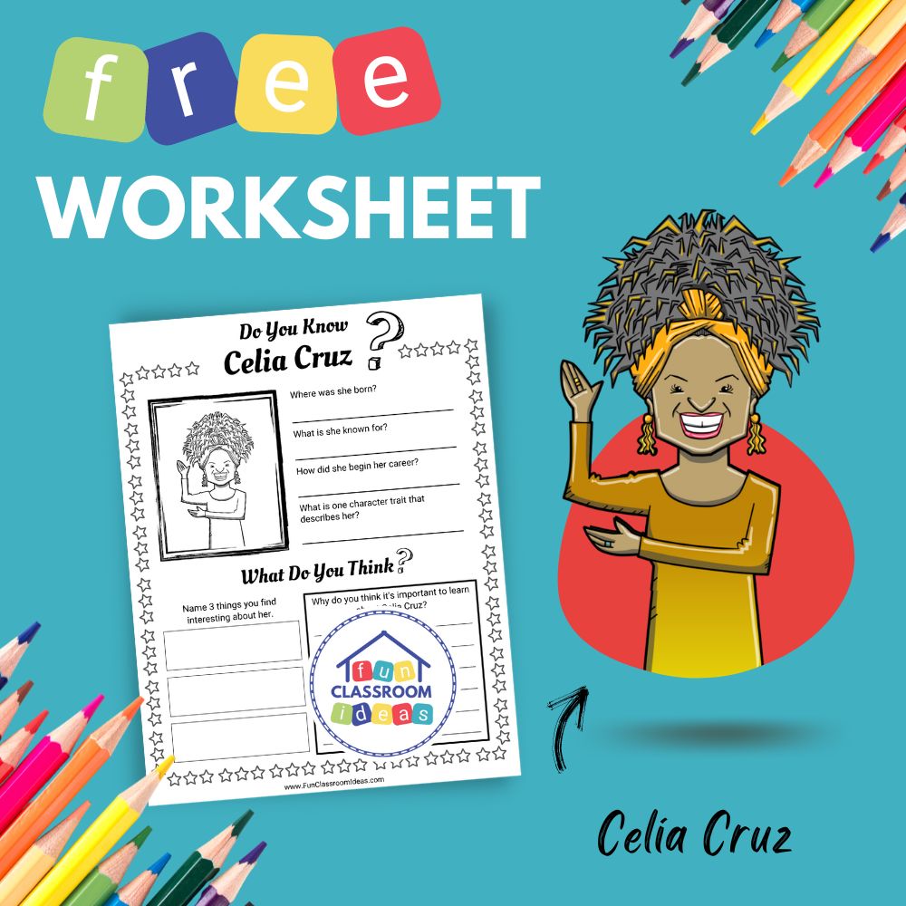 Celia Cruz bio worksheet for kids