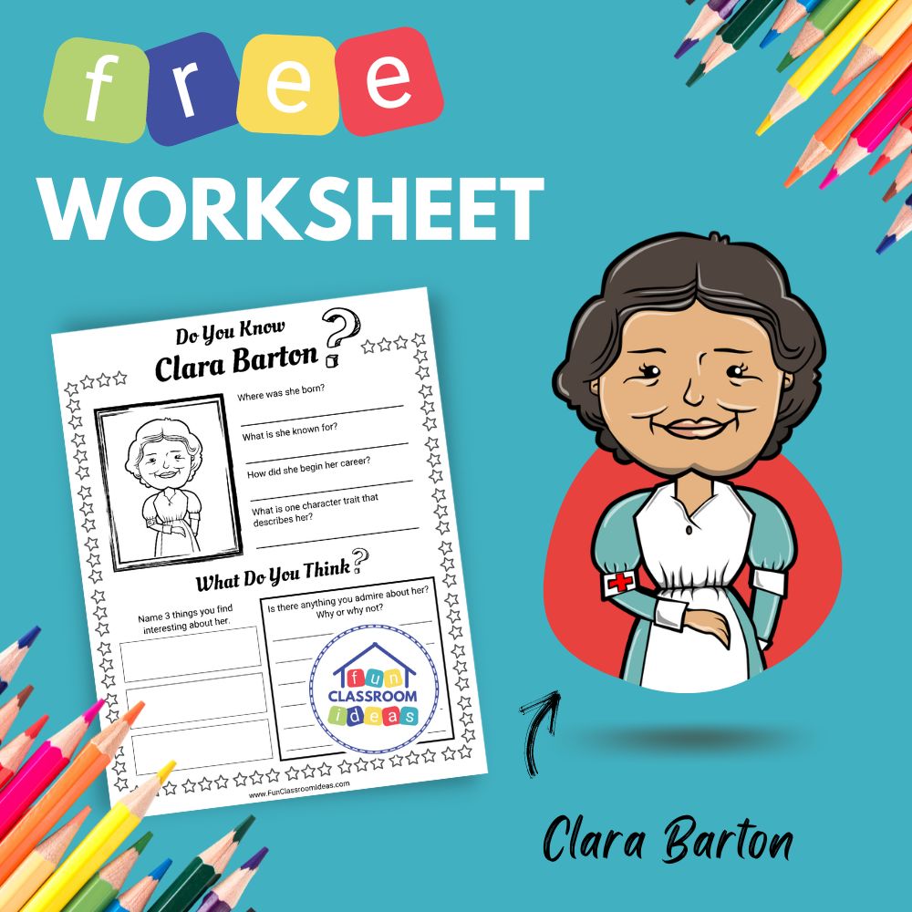 Clara Barton bio worksheet for kids