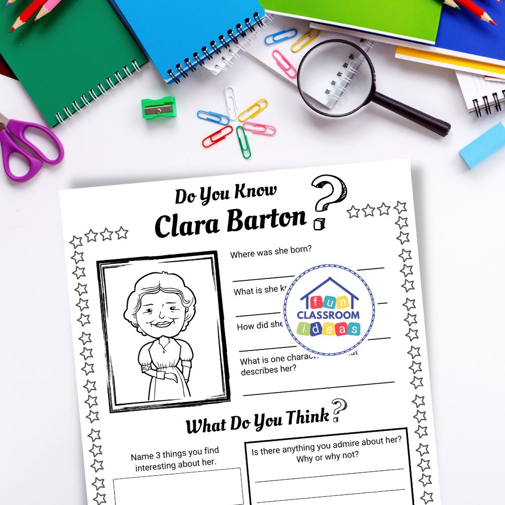 Clara Barton worksheet elementary