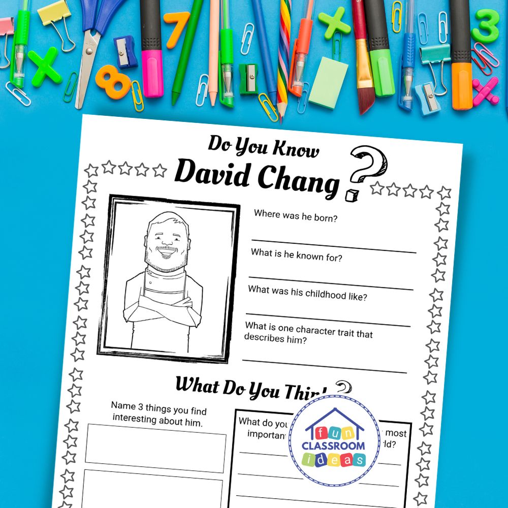 David Chang worksheets coloring page