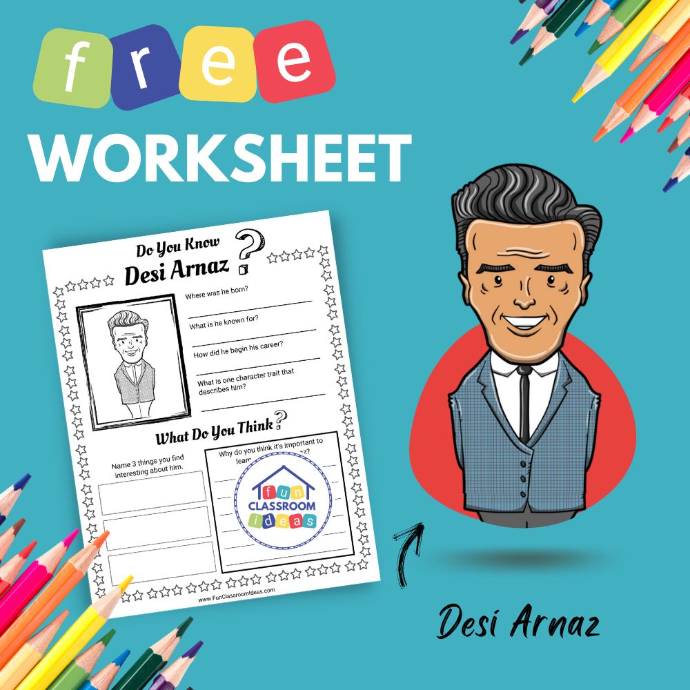 Desi Arnaz bio worksheet for kids