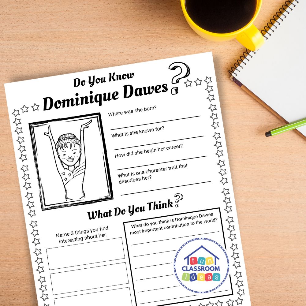 Dominique Dawes worksheets coloring page