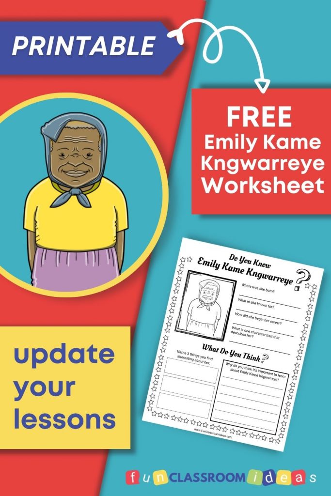 Emily Kame Kngwarreye printable worksheets