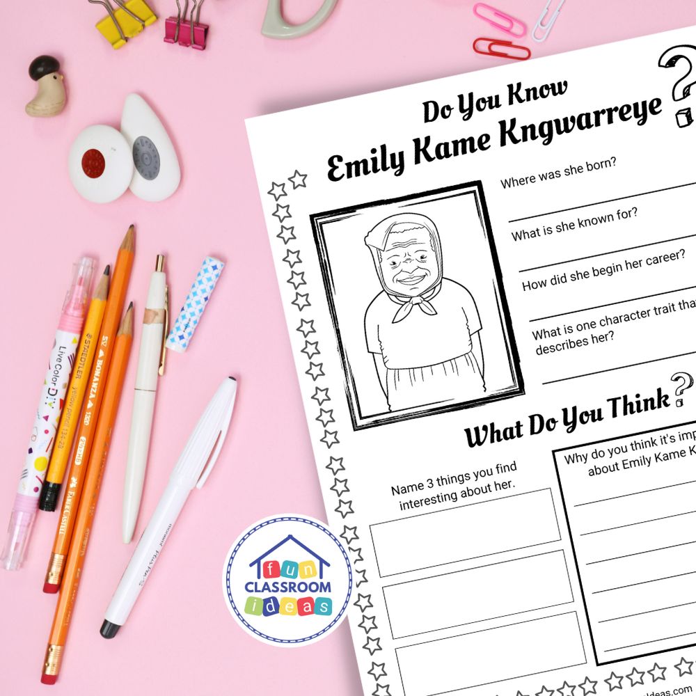 Emily Kame Kngwarreye worksheets lesson