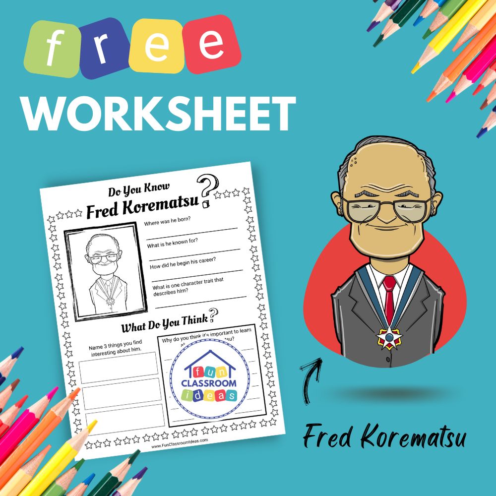 Fred Korematsu bio worksheet for kids