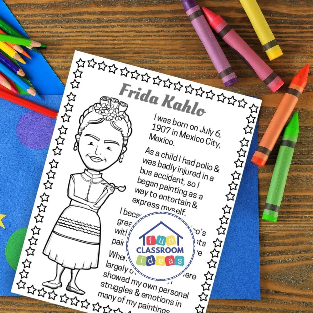 Free Frida Kahlo Coloring Page