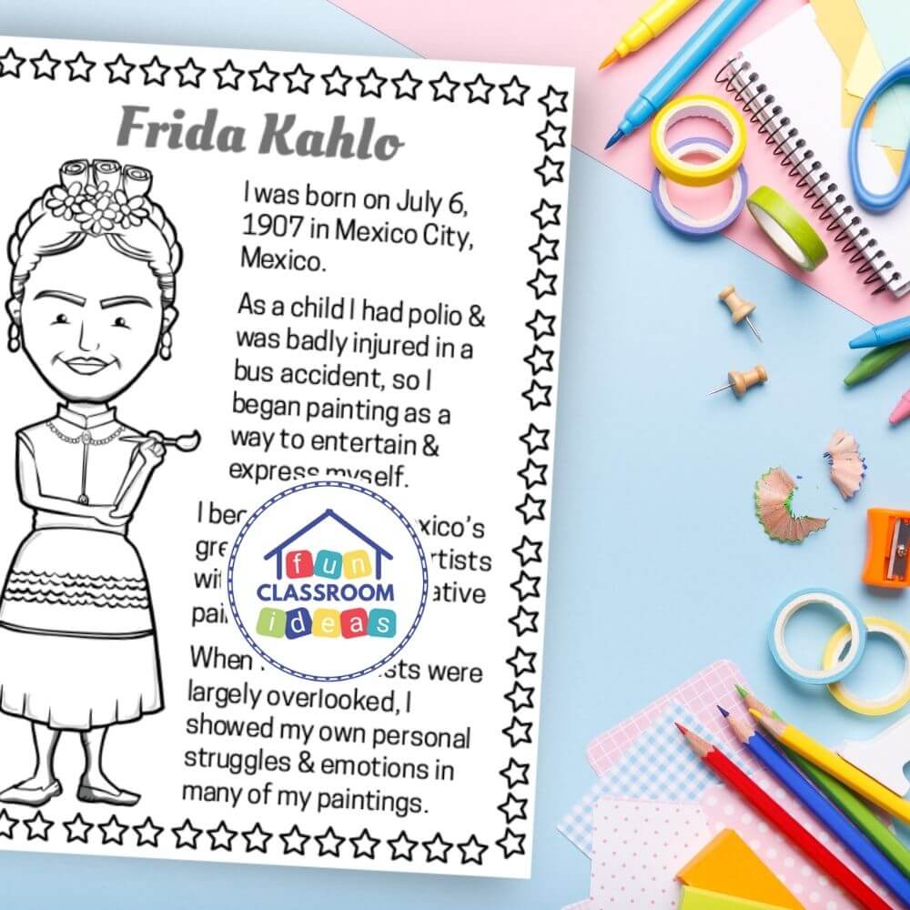 Frida Kahlo worksheet for kids
