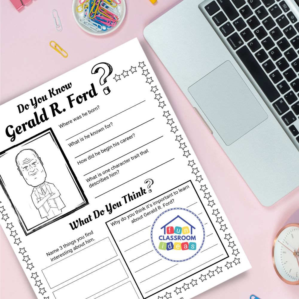 Gerald R. Ford worksheets coloring page