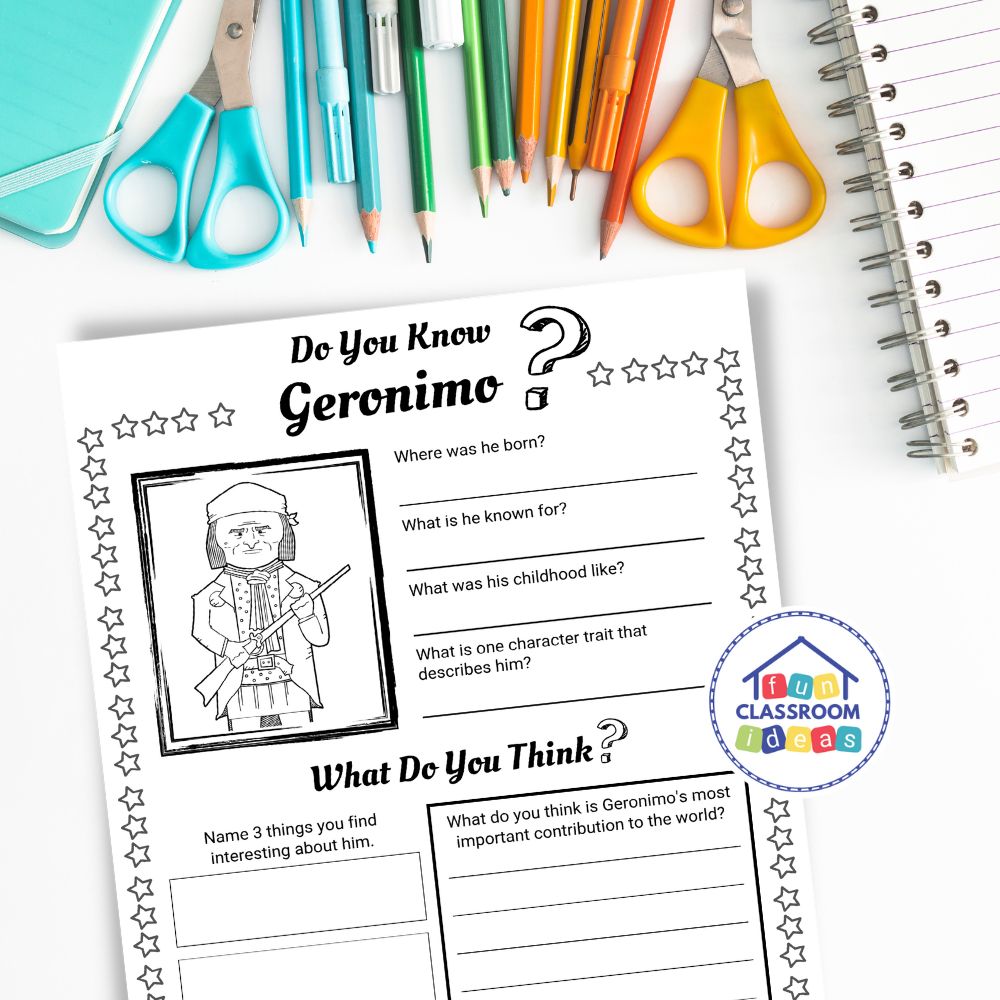 Geronimo handout free for kids