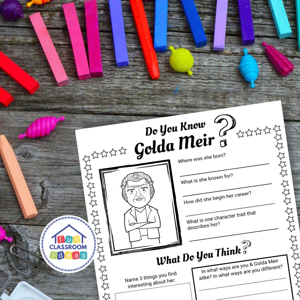 Golda Meir coloring worksheet