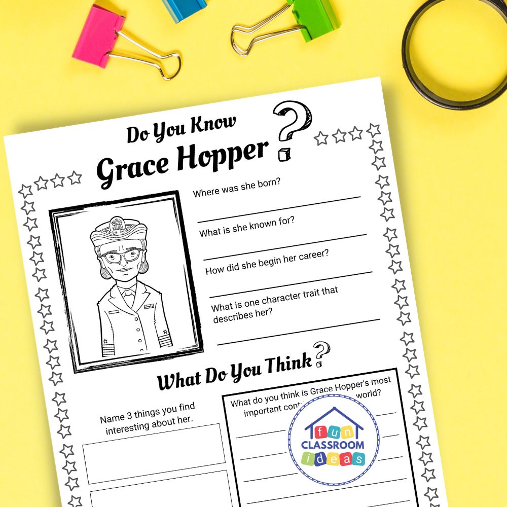 Grace Hopper worksheets coloring page