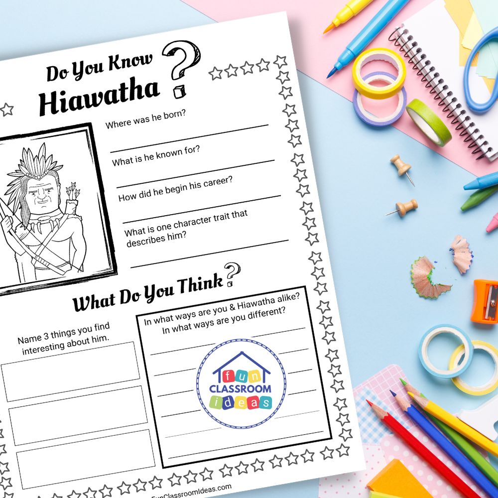 Hiawatha worksheet pdf