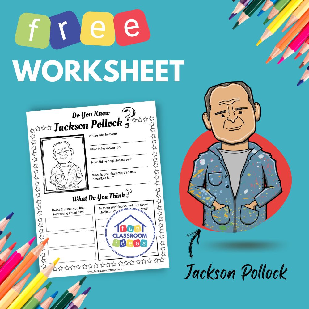 Jackson Pollock bio worksheet for kids