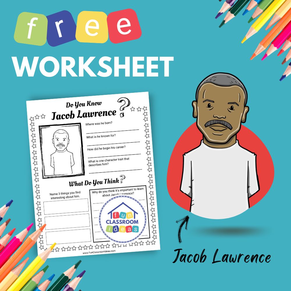 Jacob Lawrence bio worksheet for kids