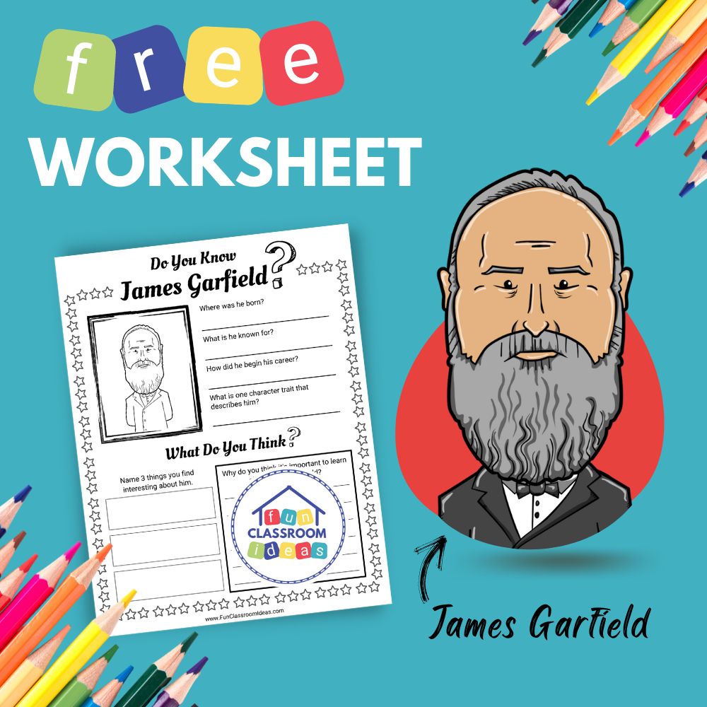 James Garfield bio worksheet for kids