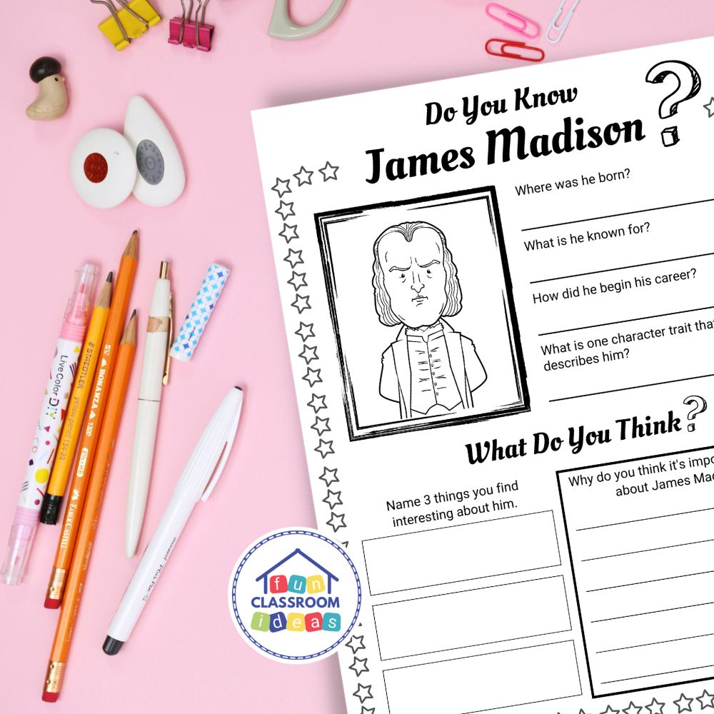 James Madison worksheets lesson