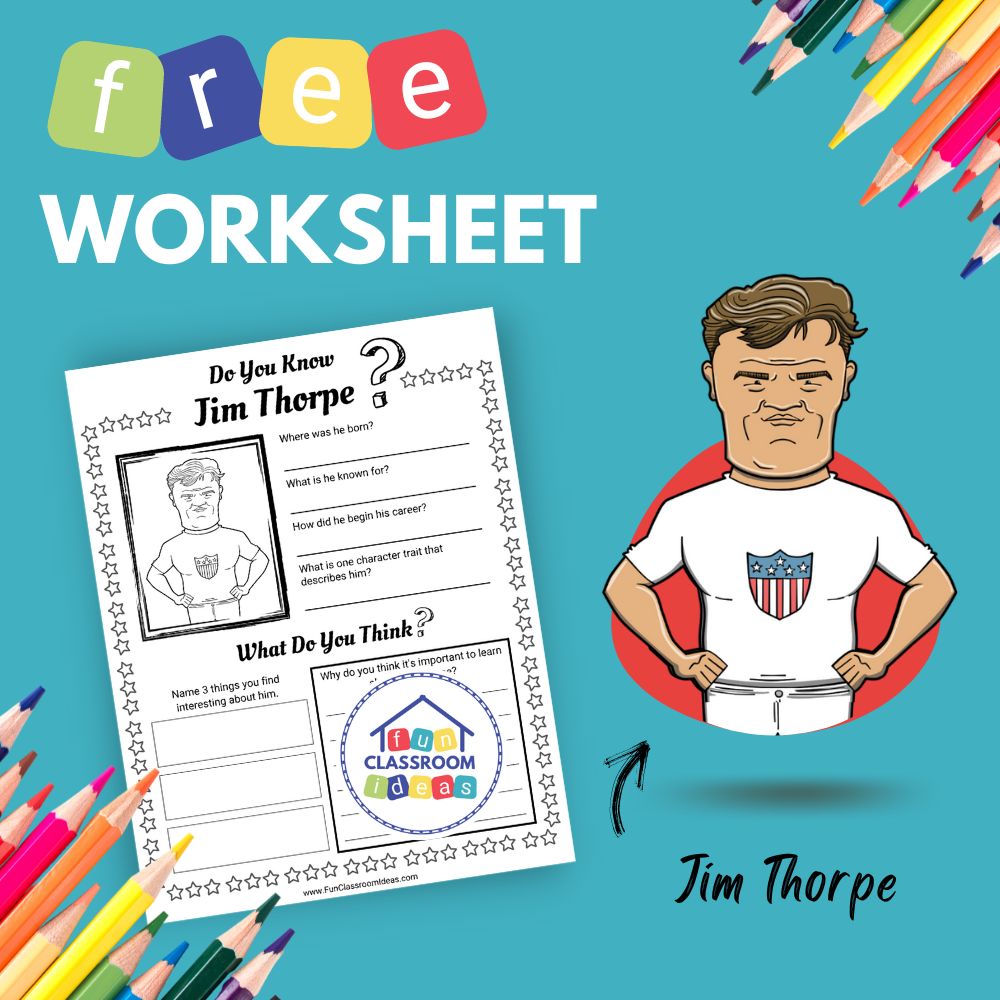 Jim Thorpe bio worksheet for kids