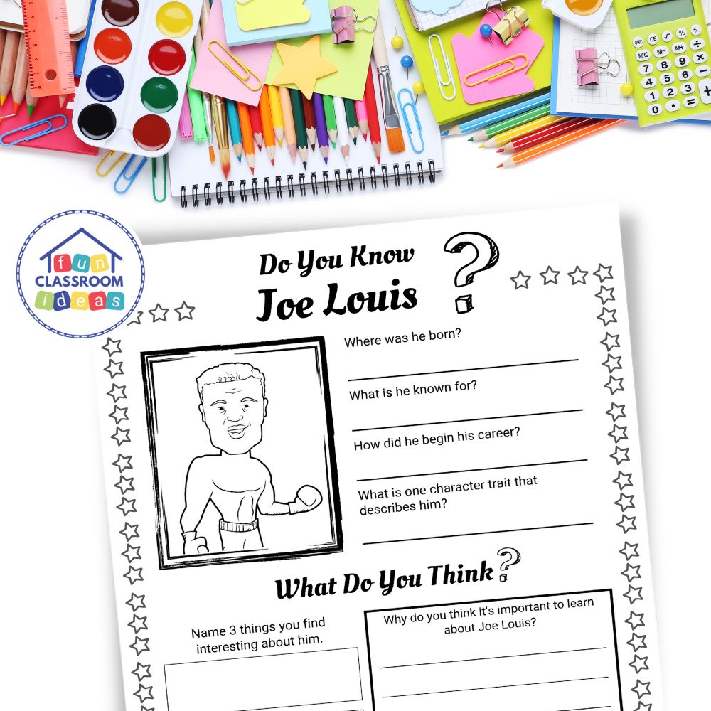 Joe Louis free coloring worksheets