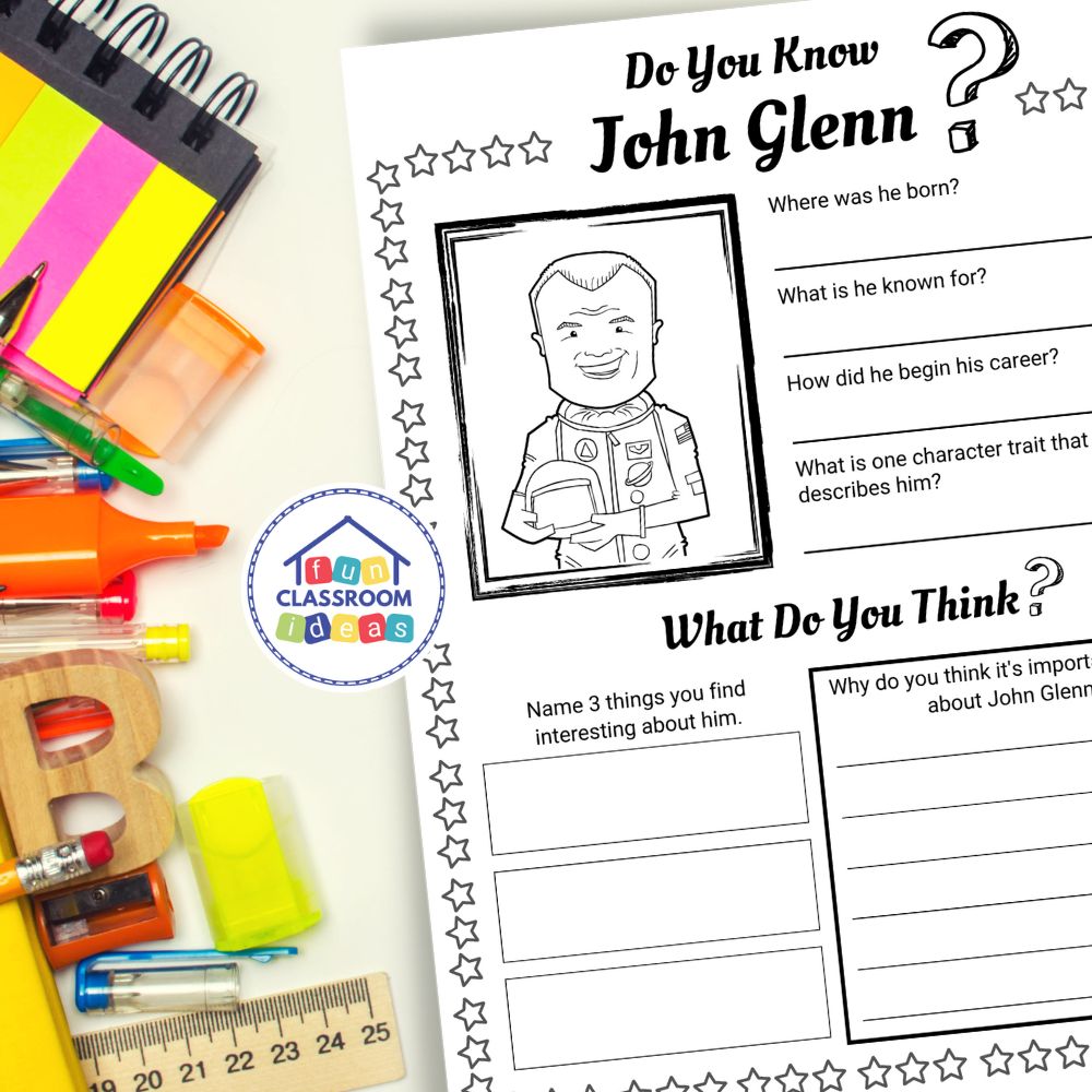 John Glenn worksheets interactive worksheet