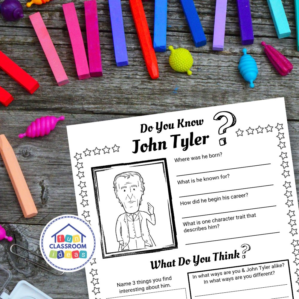 John Tyler coloring worksheet