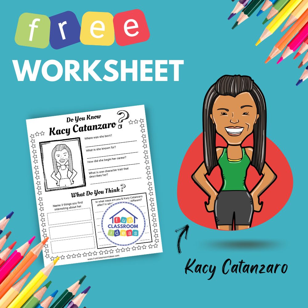 Kacy Catanzaro bio worksheet for kids