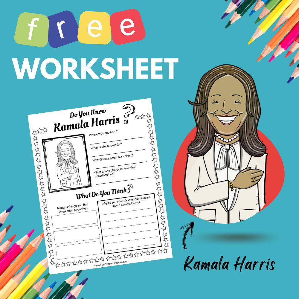 Kamala Harris bio worksheet for kids