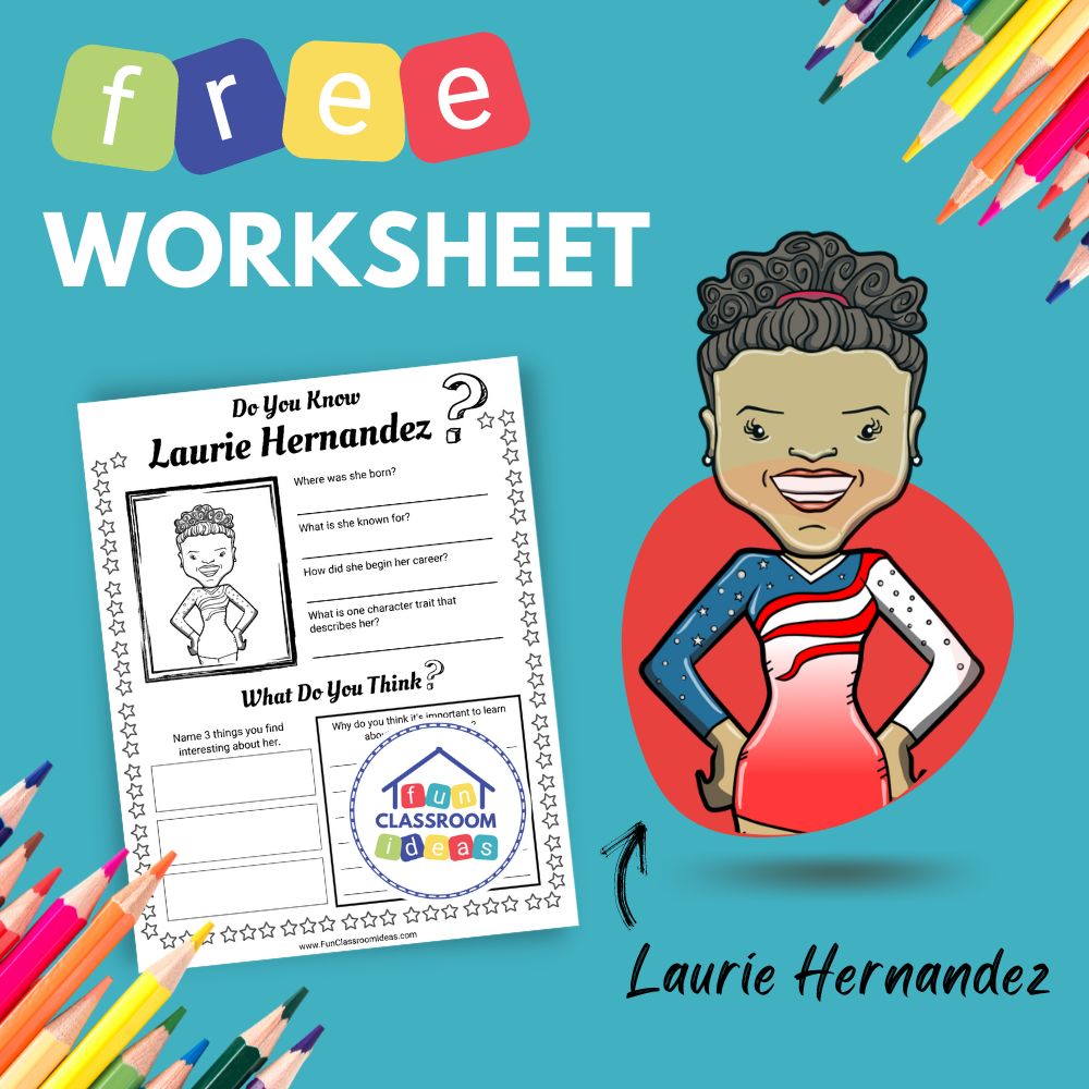Laurie Hernandez bio worksheet for kids
