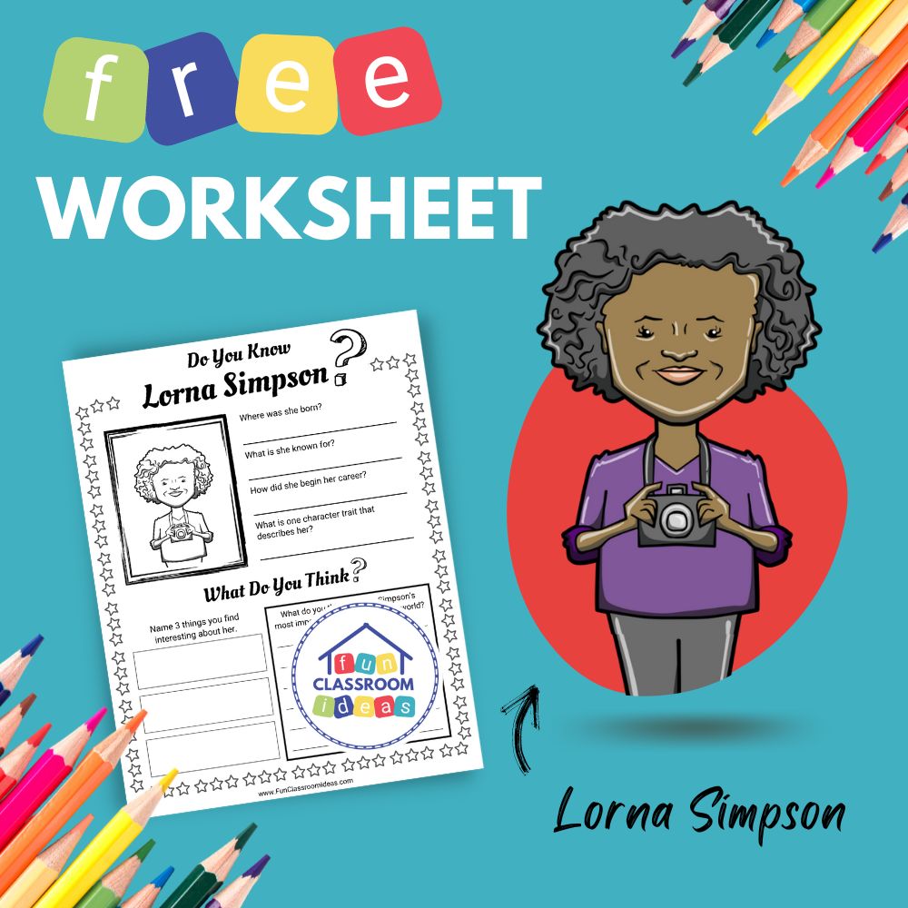 Lorna Simpson bio worksheet for kids