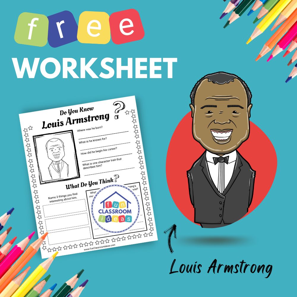 Louis Armstrong bio worksheet for kids