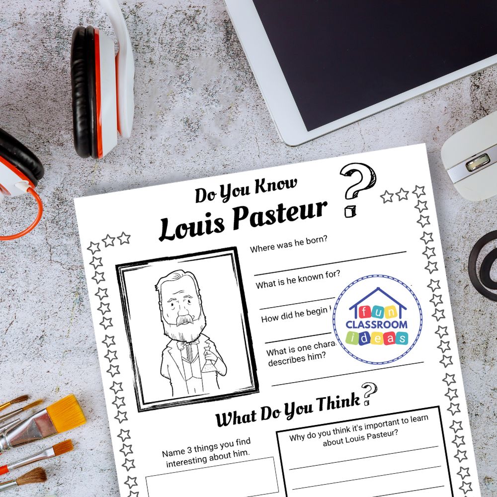 Louis Pasteur worksheets coloring page