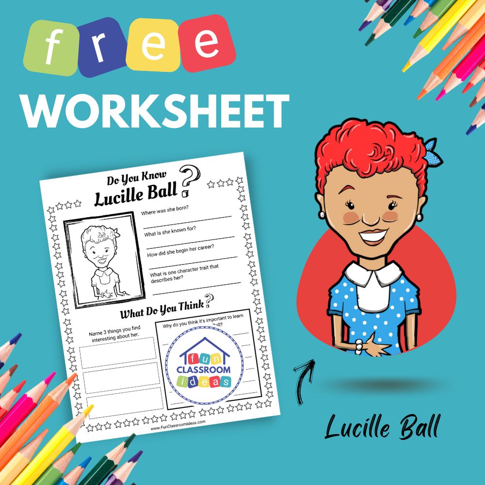 Lucille Ball bio worksheet for kids