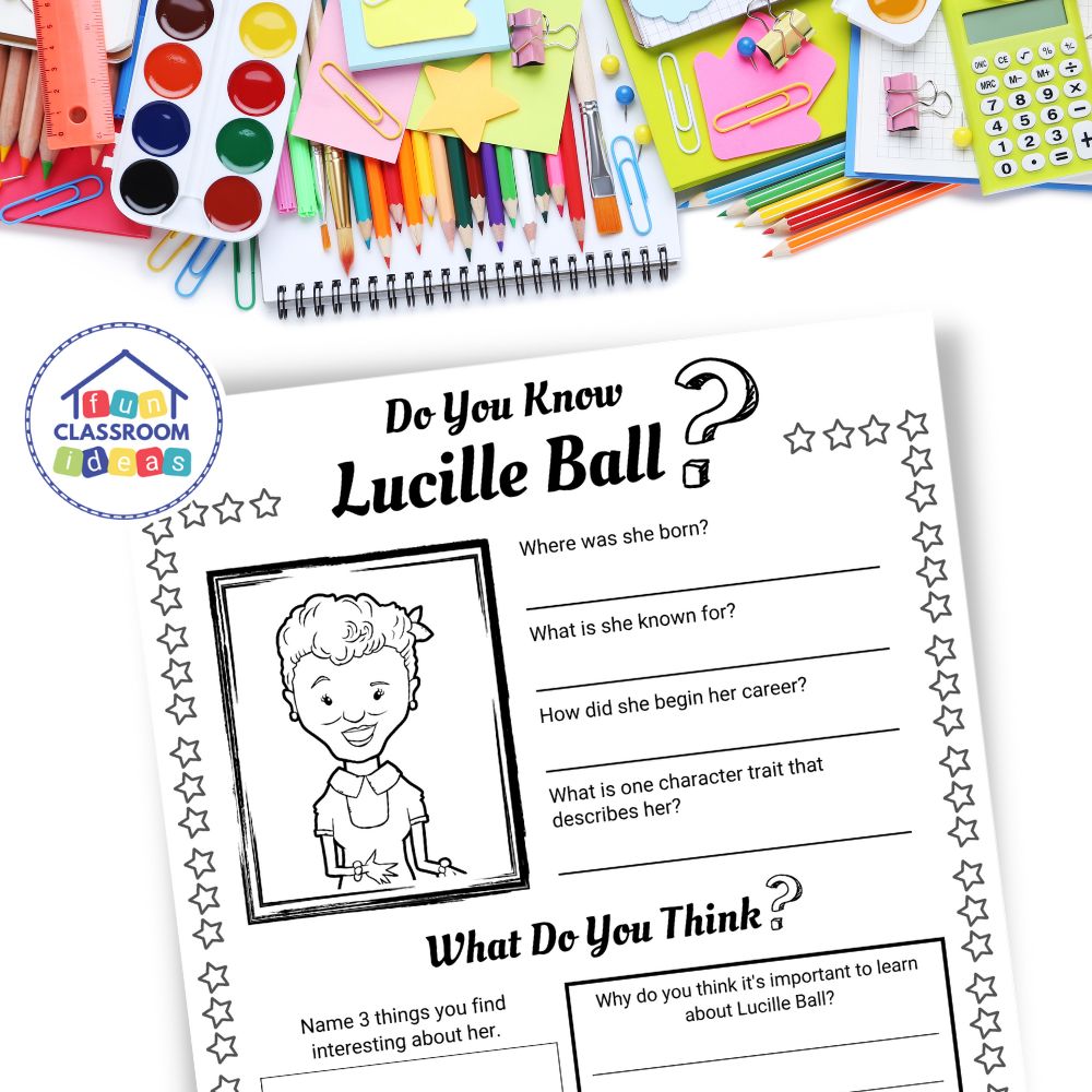 Lucille Ball free coloring worksheets