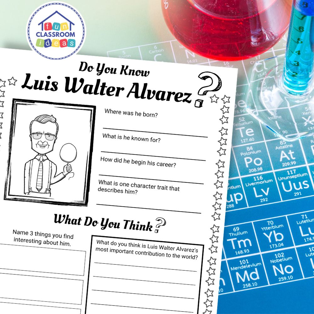 Luis Walter Alvarez worksheets coloring page