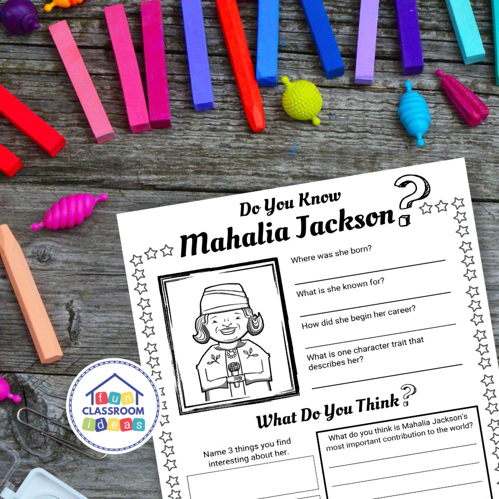 Mahalia Jackson coloring worksheet
