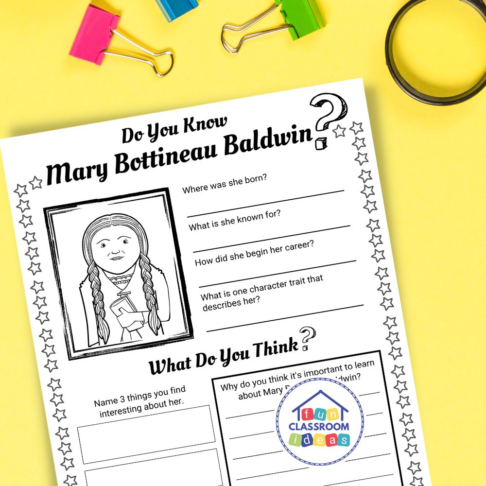 Mary Bottineau Baldwin worksheets coloring page