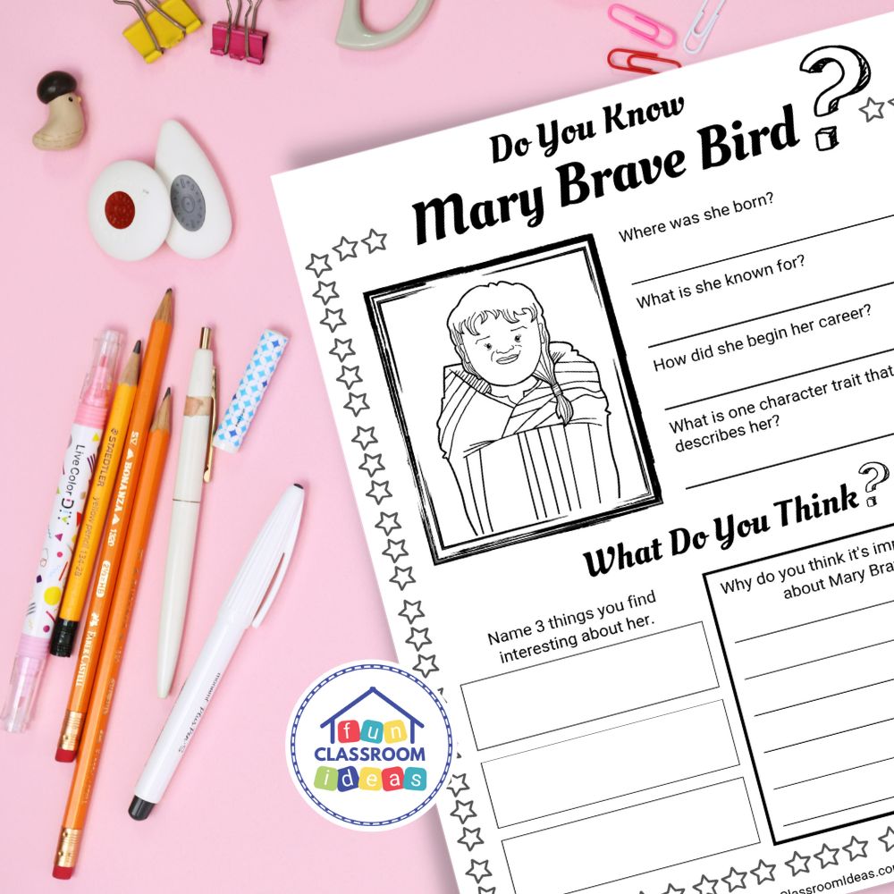 Mary Brave Bird worksheets lesson