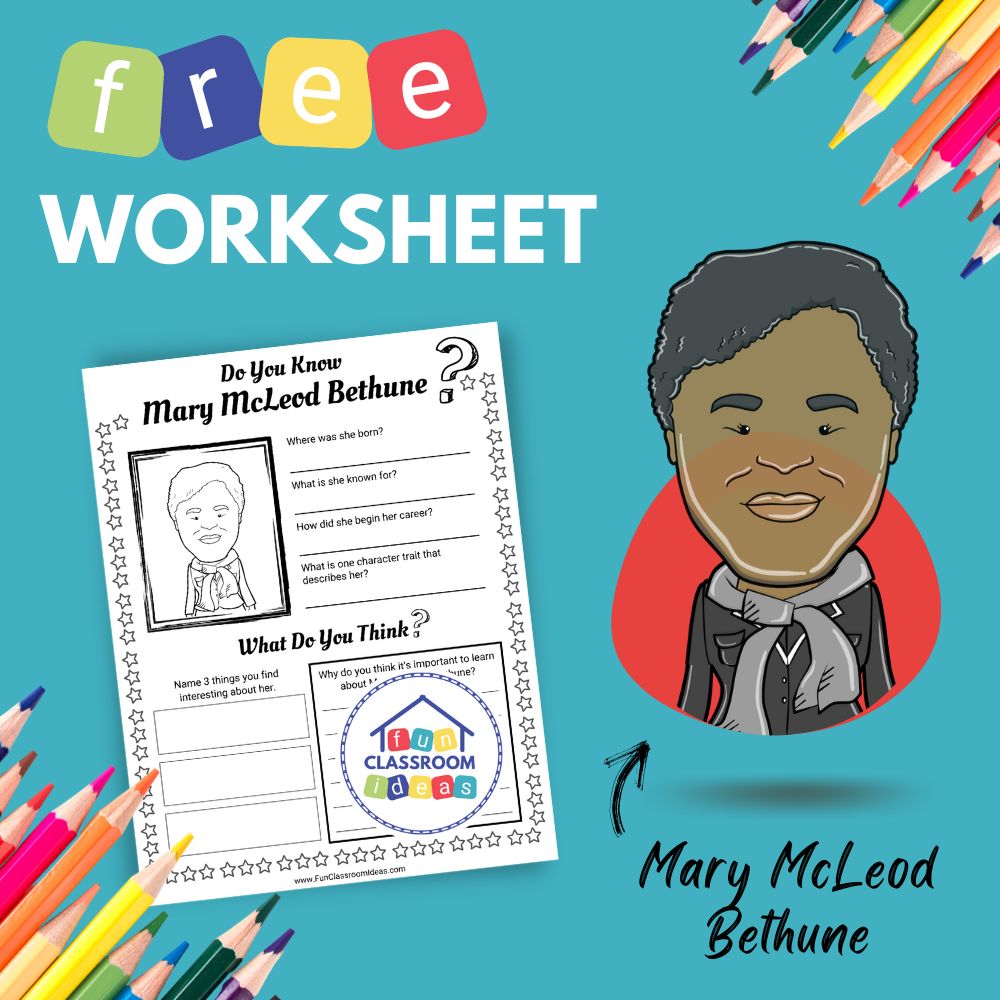 Mary McLeod Bethune bio worksheet for kids
