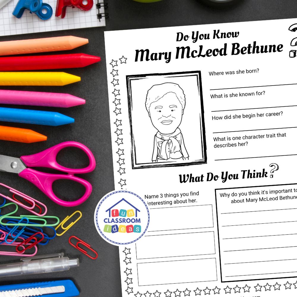 Mary McLeod Bethune coloring worksheet