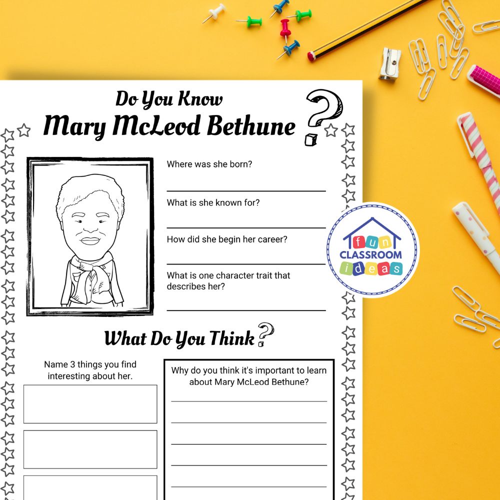 Mary McLeod Bethune worksheet pdf