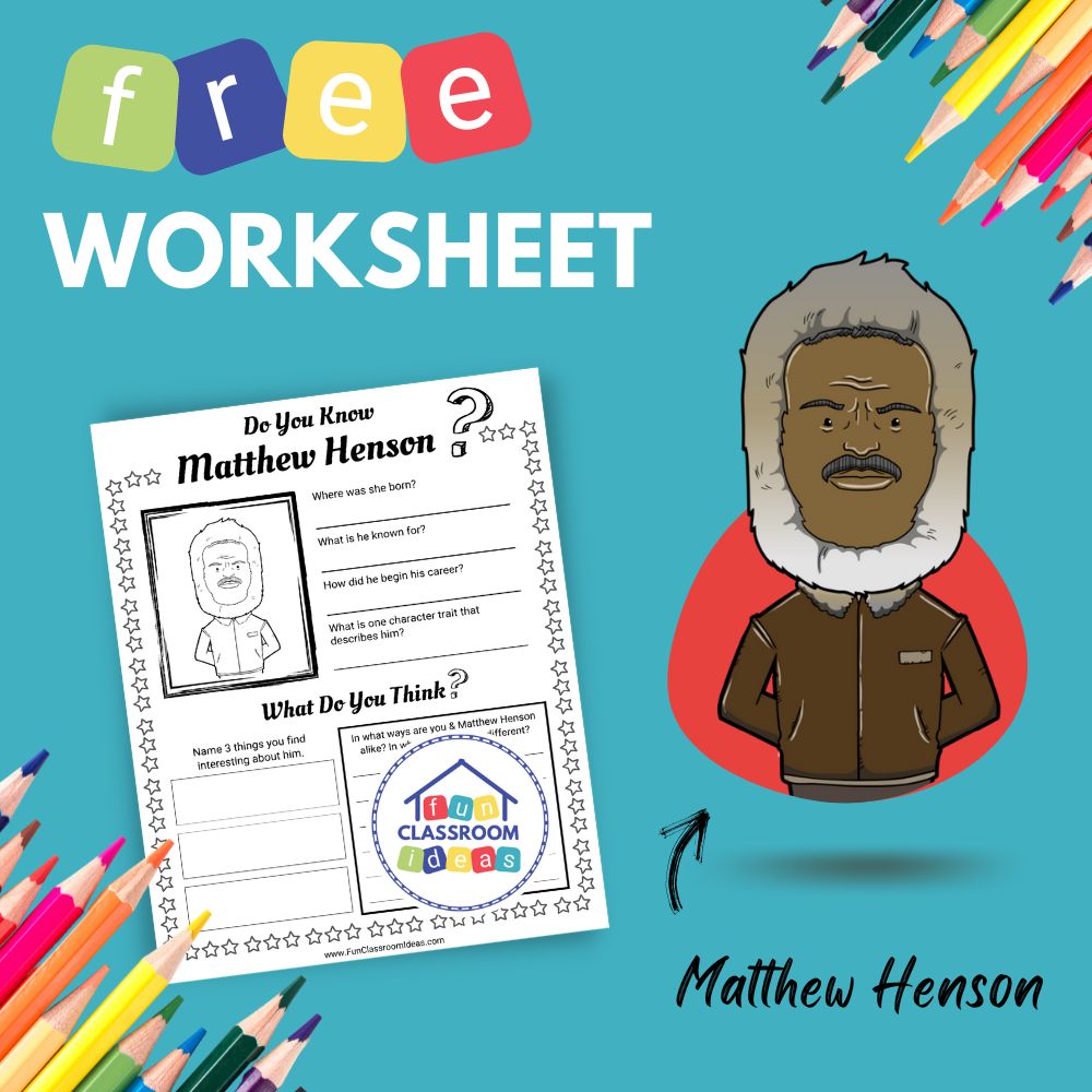 Matthew Henson bio worksheet for kids
